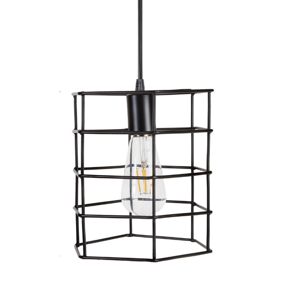 Lámpara Colgante Ciametsa Hexagonal 1 Luz E27 Negro