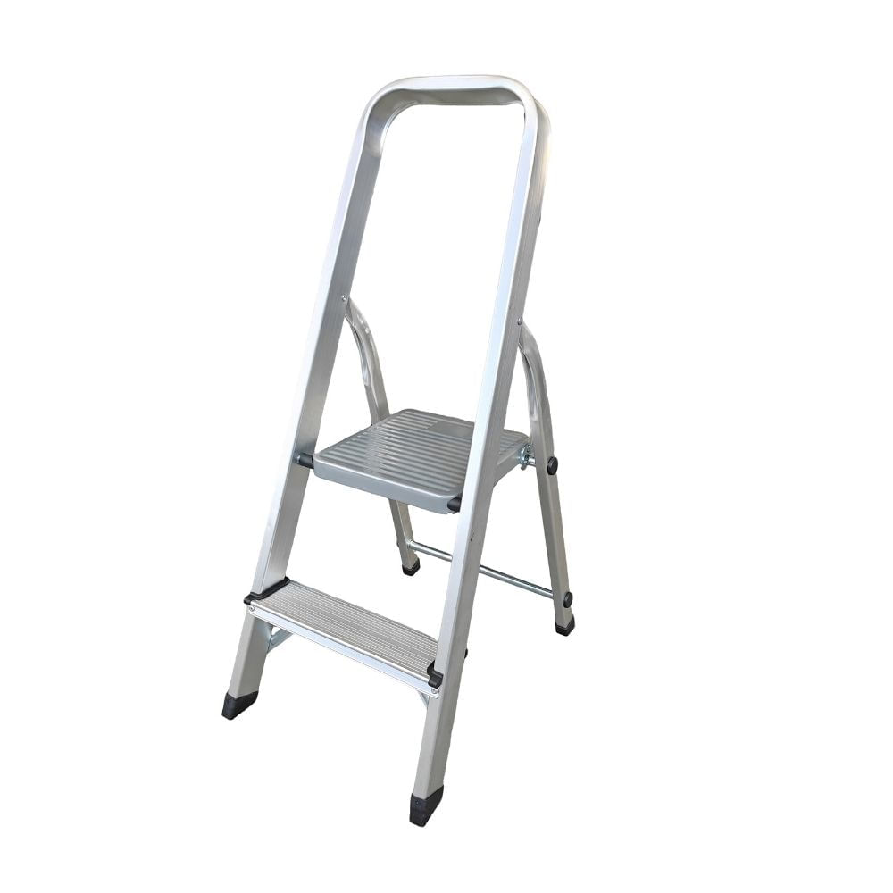 Escalera Tijera 2 Pasos Werken Aluminio Plataforma Plata