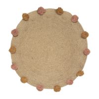 Alfombra Redonda Con Pompones Yute 78cm