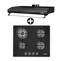 COMBO Mabe: Cocina Empotrable Negra 60 PM6045GV0 + Campana 60Cm Cmu6020Pb0 Black