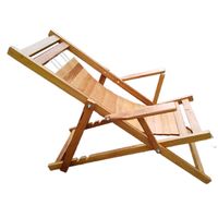 Silla Perezosa para terraza en madera acabado pulido color caramelo