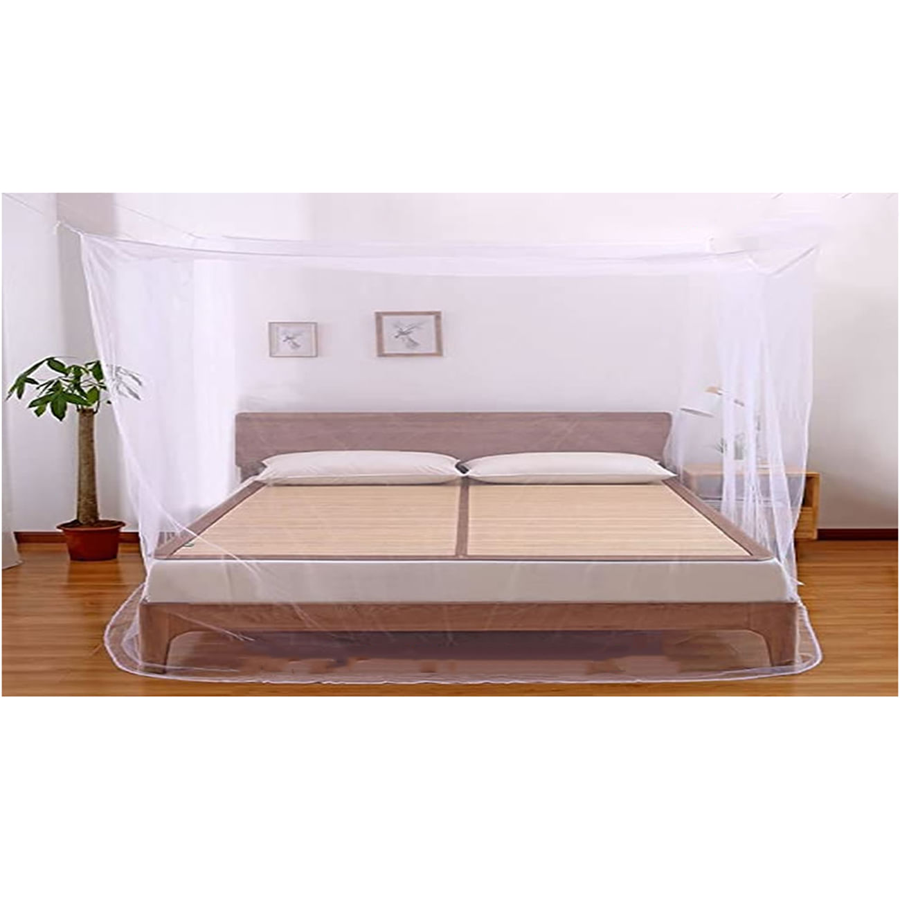Mosquiteros Rectangulares para cama de 2 plazas y media en blanco