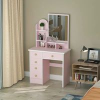 Tocador de Maquillaje Moderno Rosa 80cm