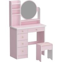 Tocador de Maquillaje Melamina Rosa 80cm