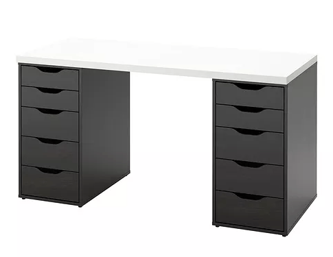 Escritorio de Melamina Moderno Blanco Negro 140cm