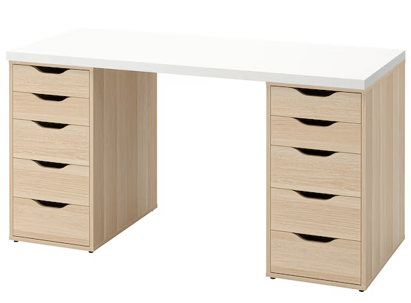 Escritorio de Melamina Moderno Blanco Malva 140cm
