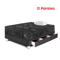 Cama PARAISO Pocket Max Black C/Caj 1.5 Plazas + 1 Almohada + Protector