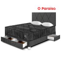 Juego de Dormitorio PARAISO Pocket Max Black C/Caj 2 Plazas