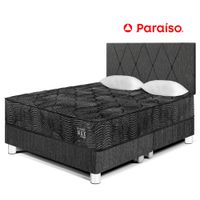 Dormitorio PARAISO Pocket Max Black Queen + 2 Almohadas + Protector