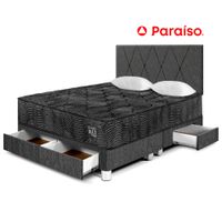 Juego de Dormitorio PARAISO Pocket Max Black C/Caj Queen