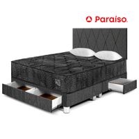 Juego de Dormitorio PARAISO Pocket Max Black C/Caj King + 2 Almohadas + Protector