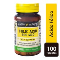 Ácido Fólico 800mcg Tabletas - Frasco 100 UN
