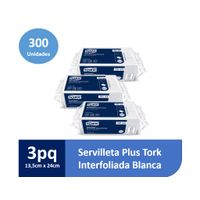 Servilleta Plus Tork Hoja Simple Blanca 3 paq x 100un