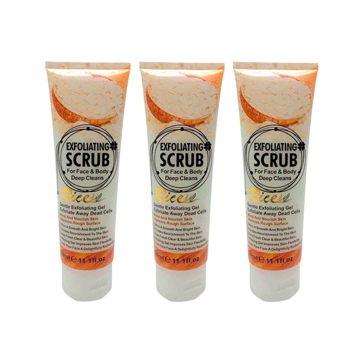 3 UND GEL EXFOLIANTE SCRUB ARROZ 320ML - WOKALI