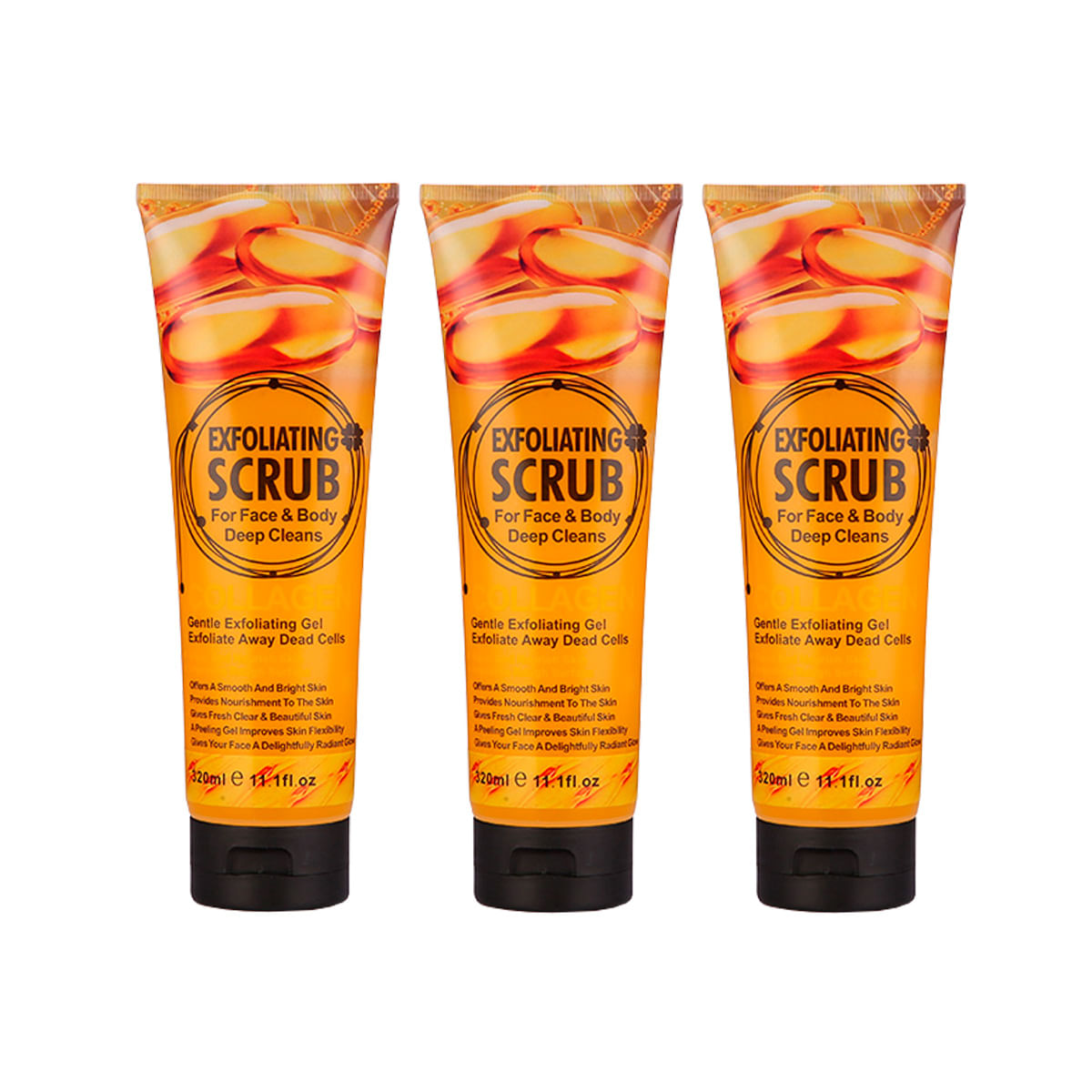 3 UND GEL EXFOLIANTE SCRUB COLÁGENO 320ML - WOKALI