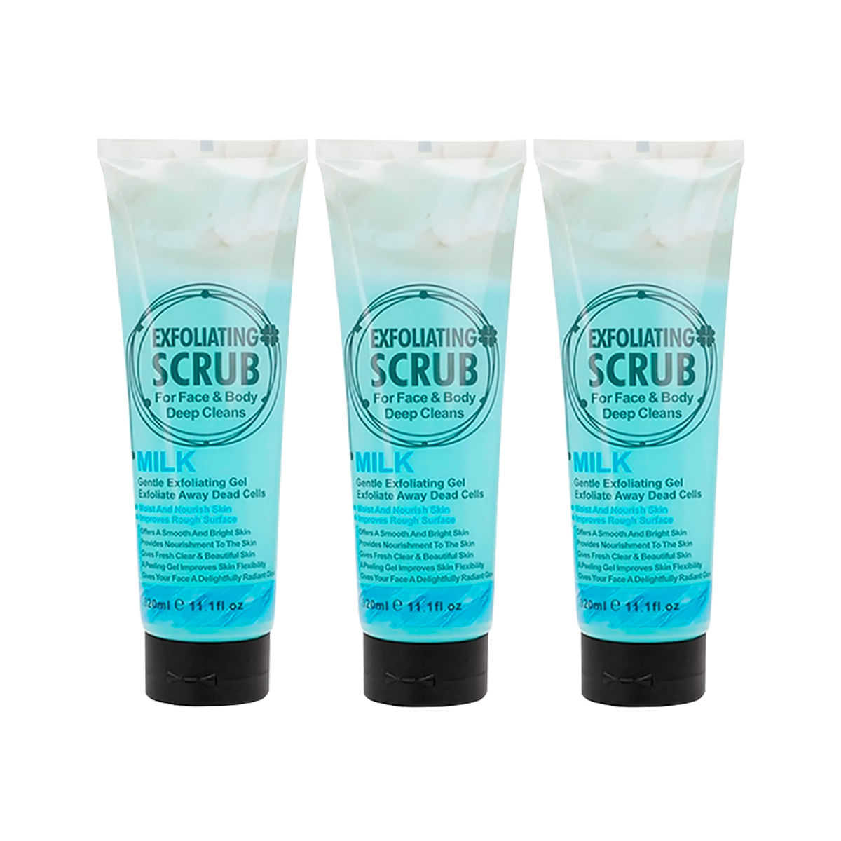 3 UND GEL EXFOLIANTE SCRUB MILK 320ML - WOKALI