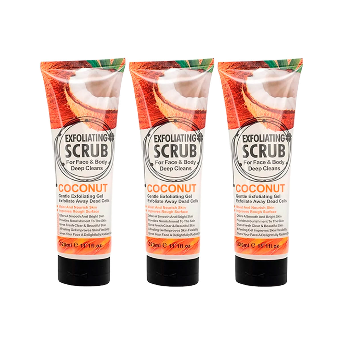 3 UND GEL EXFOLIANTE SCRUB COCO 320ML - WOKALI