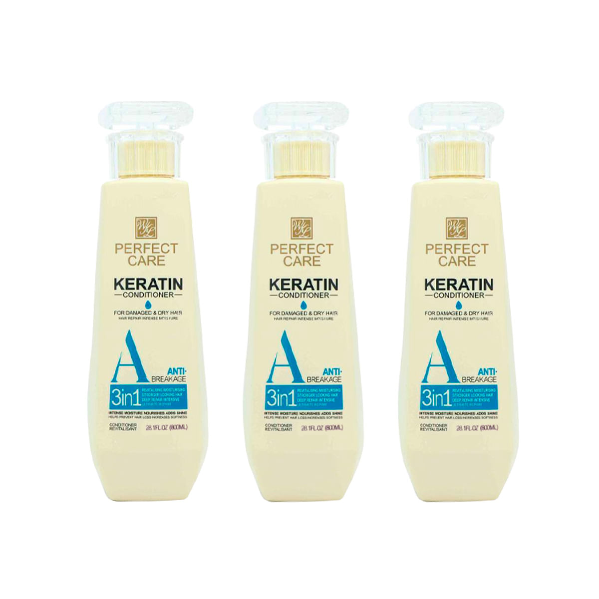 3 UND PERFECT CARE ACONDICIONADOR KERATIN 800ML - WOKALI