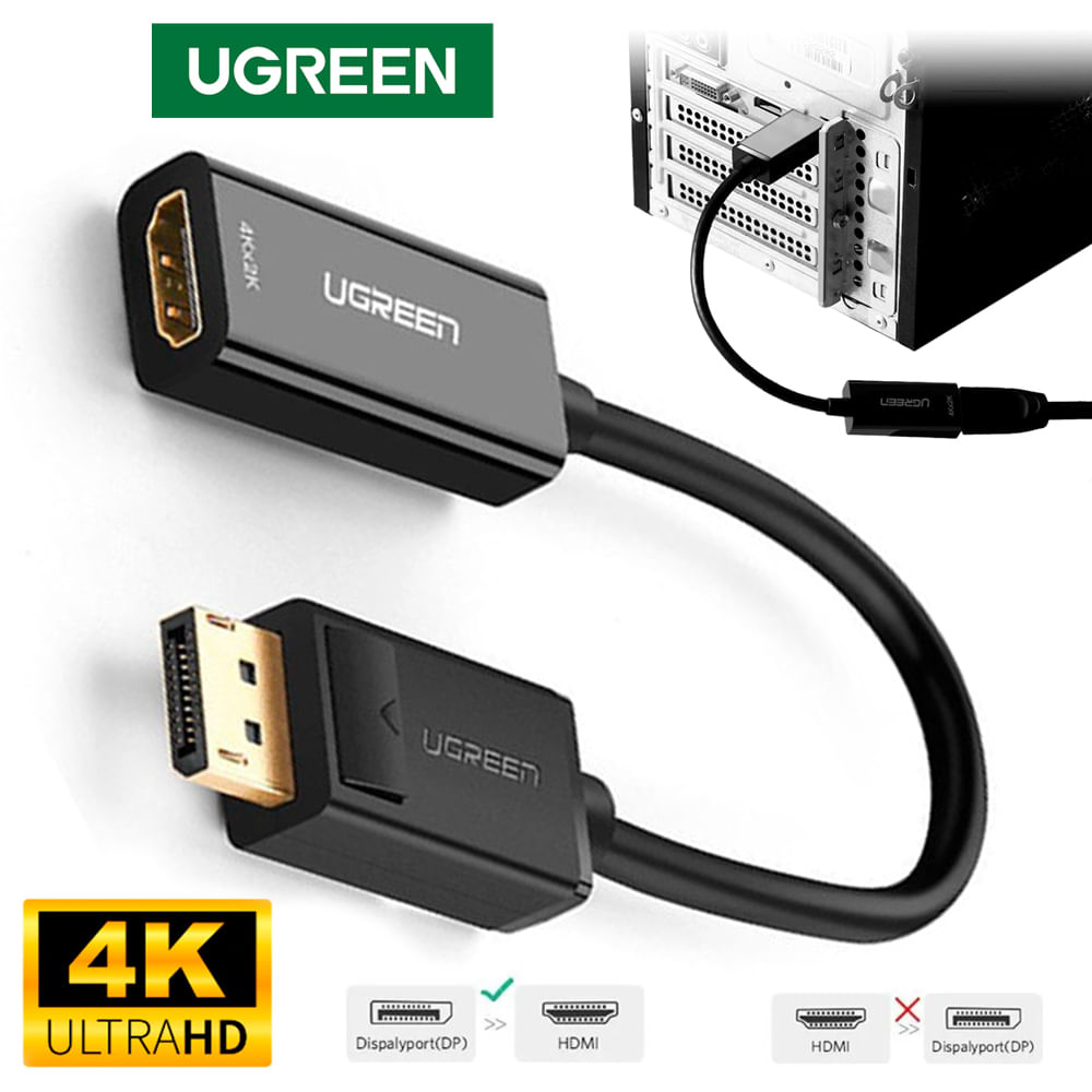 Adaptador Convertidor DisplayPort a HDMI UGREEN 4K ultra HD DP a HDMI