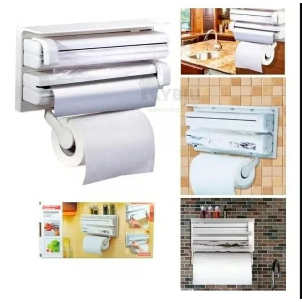 PORTA PAPEL HIGIENICO BLANCO ORGANIZADOR TRIPLE ROLLO PARED 123193046