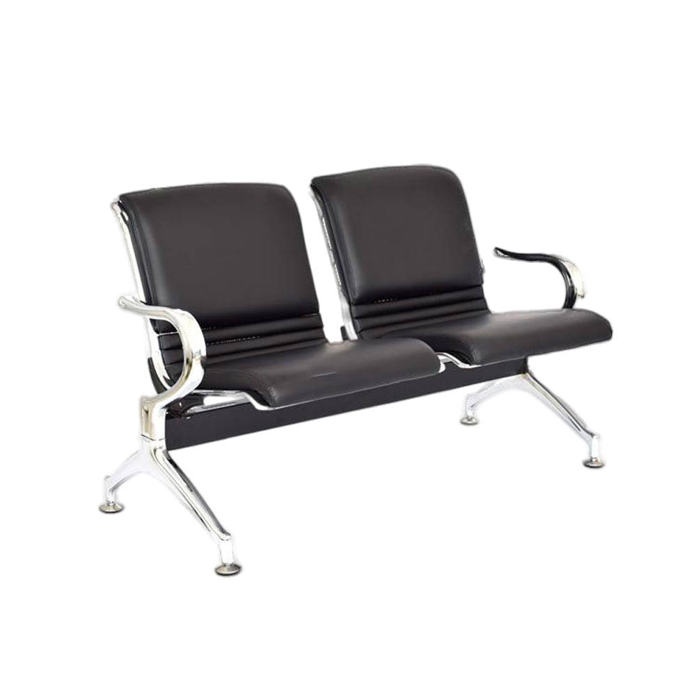 Tandem De Espera Aeropuerto Tapizado Negro 2 Asientos Ofideas