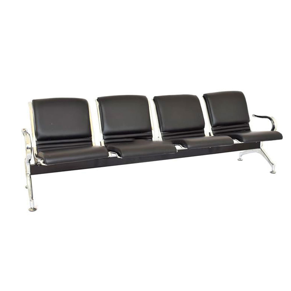 Tandem De Espera Aeropuerto Tapizado Negro 4 Asientos Ofideas