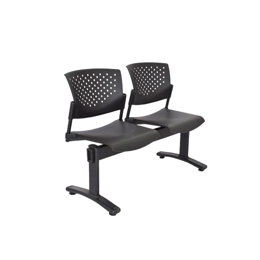 Banqueta De Espera Tandem Butterfly Base Negro 2 Asientos Negro Ofideas
