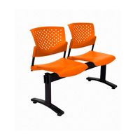 Banqueta De Espera Tandem Butterfly Base Negro 2 Asientos Naranja Ofideas