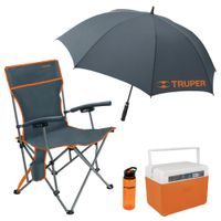 Combo Silla de playa camping plegable, sombrilla y cooler
