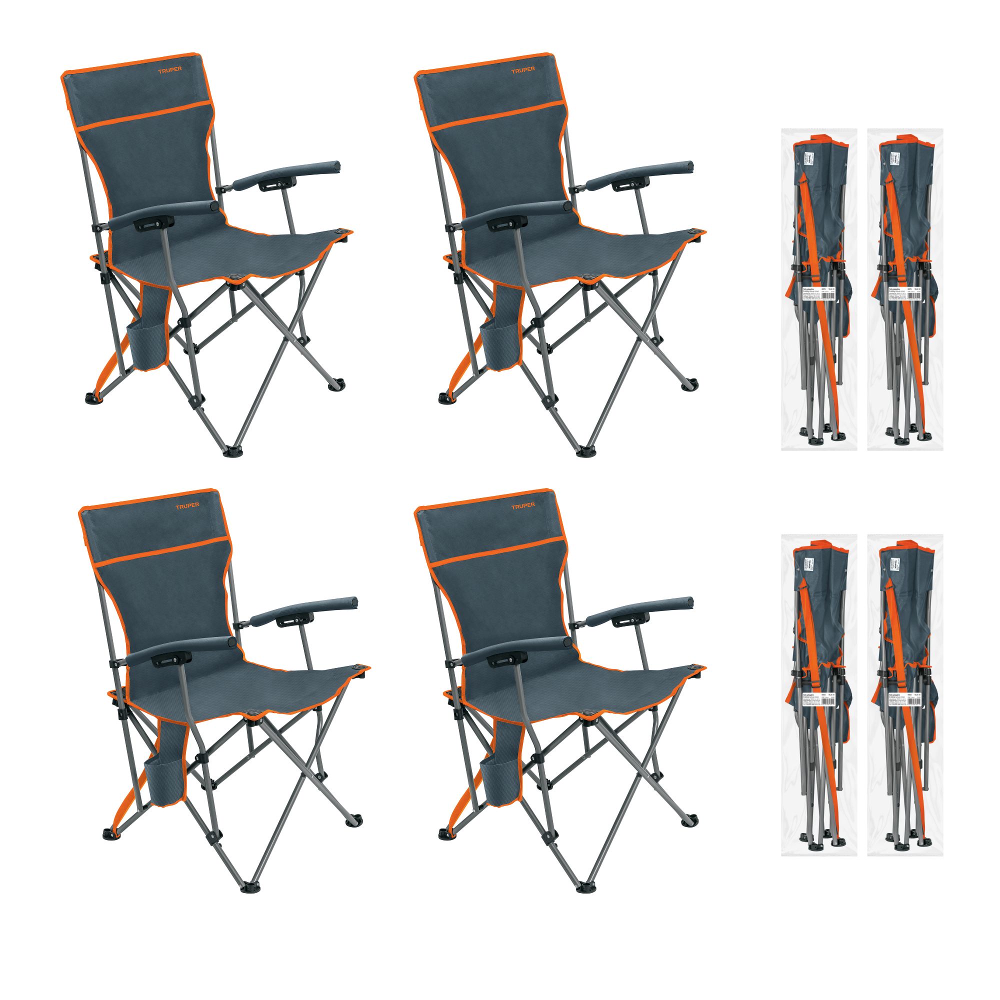 Silla de playa camping portátil plegable 4 unidades, TRUPER
