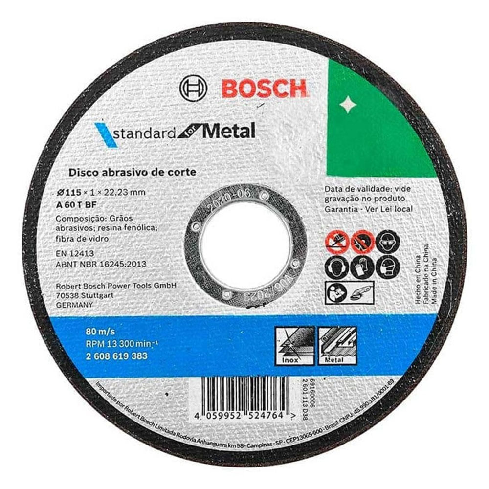 Disco de Corte 4 1/2"" (115mm) p/ Metal Bosch 2608.619.383-000