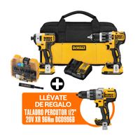 COMBO Dewalt Inalámbrico DCK287D2-K16: Taladro Percutor + Atornillador de Impacto + Llave de Impacto + Set 16 Piezas