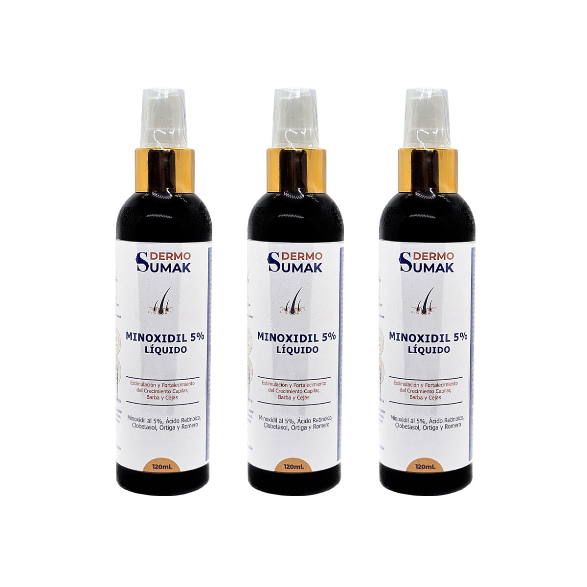 MINOXIDIL 5% LIQUIDO 120ML 3 UND