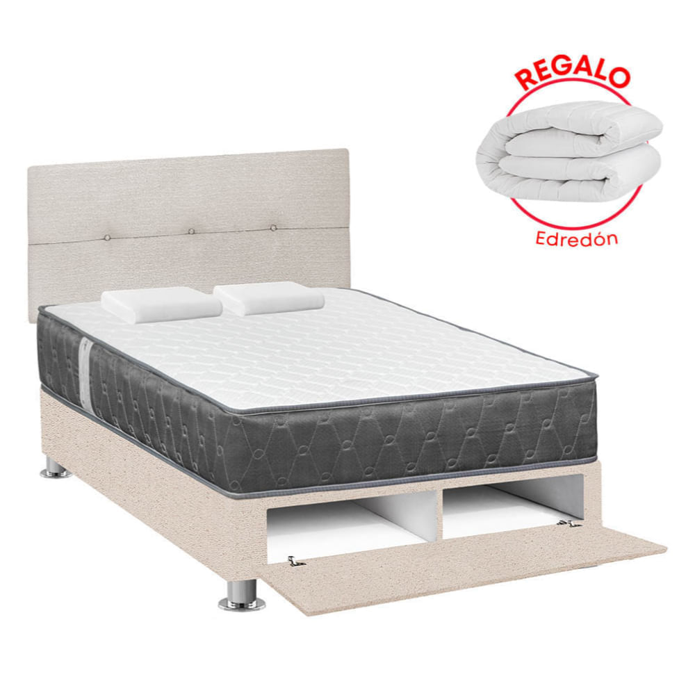 Dormitorio Sabanera Acqua 2 Plazas + Edredón + Respaldo
