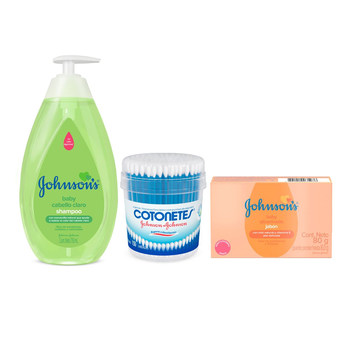 Shampoo Manzanilla 750ml + 150 Hisopos + 2 Jabón Glicerina