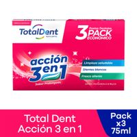 Pasta Dental Totaldent Acción 3 en 1 Pack 3 und