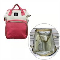 MOCHILA PAÑALERA PARA BEBES MULTIFUNCIONAL -CORAL / CREMA
