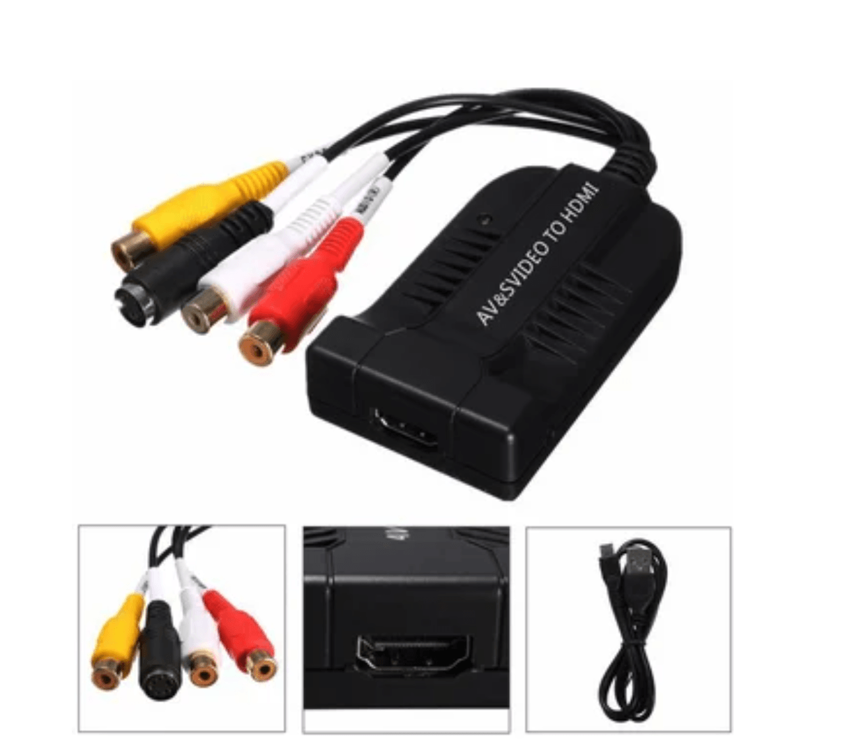1080p Av Y S-video A Hdmi Convertidor De Audio Adaptador Co