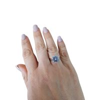 Anillo plata 950 ZEFORA joyería mujer zircones brillantes compromiso talla 6
