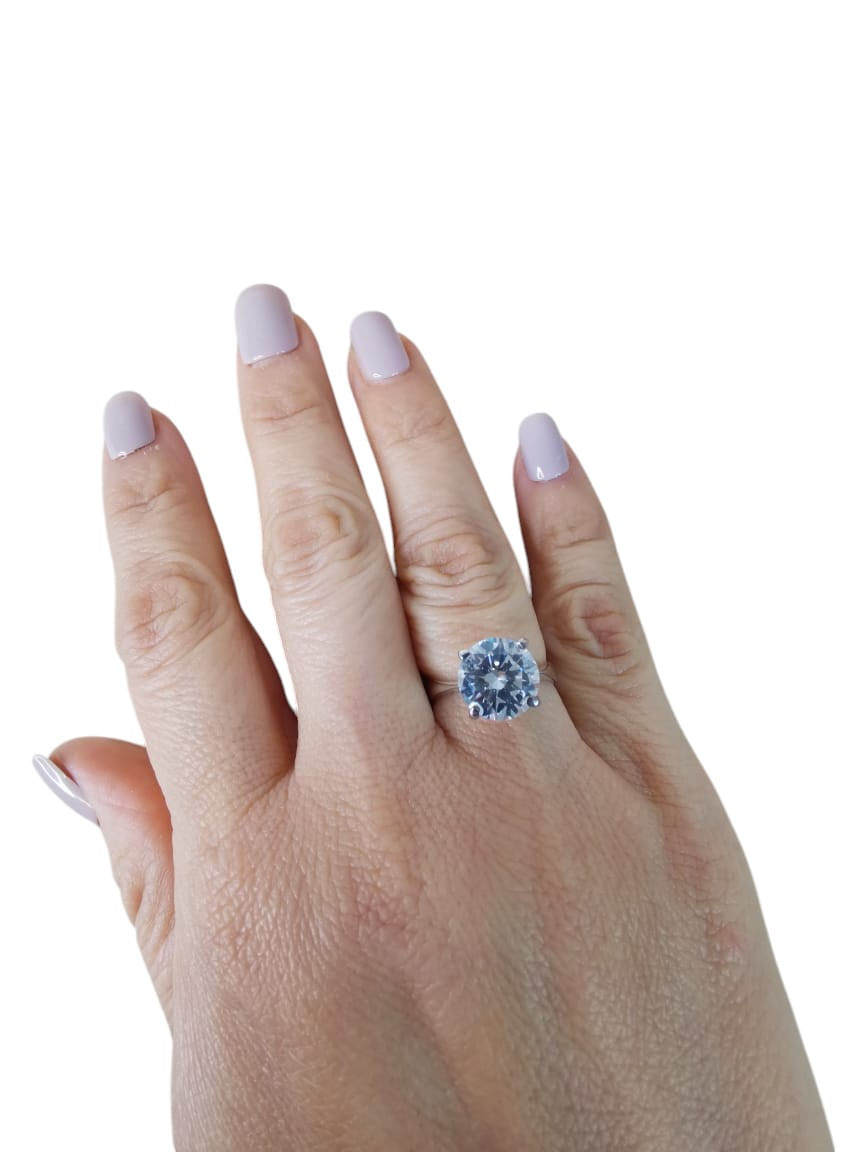 Anillo plata 950 ZEFORA joyería mujer zircones brillantes compromiso talla 6