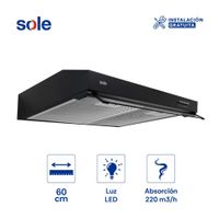 Campana Extractora 60cm Sole Nyx Acero Inoxidable Negro