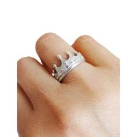 Anillo plata 950 ZEFORA corona reina mujer joyería moda Talla7