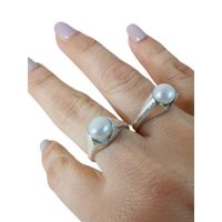 Anillo plata 950 ZEFORA   joyería mujer moda perla blanca elegante Talla 9