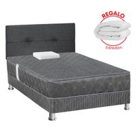 Dormitorio Acqua 1.5 Plazas + Edredón + Respaldo Charcoal