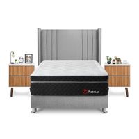 Dormitorio Platinium 2 Plazas + Velador Milan + Respaldo Plata