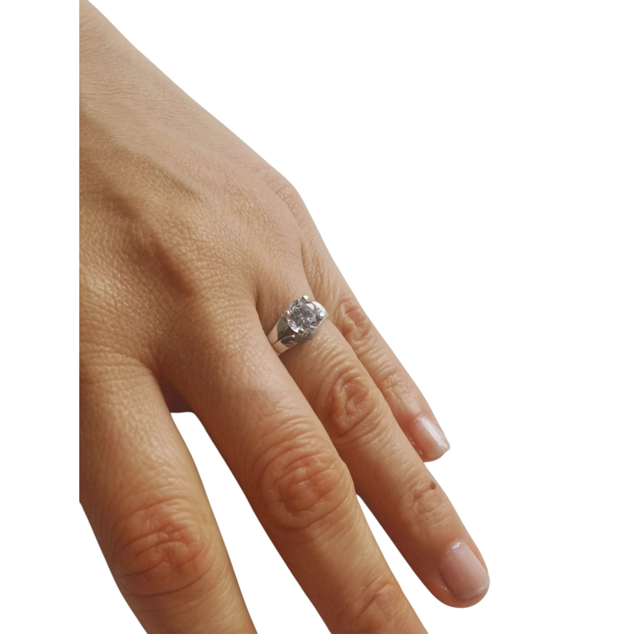 Anillo plata 950 ZEFORA compromiso mujer zircones moda joyería Talla 8