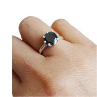 Anillo plata 950 ZEFORA   zircones negro joyería cristales mujer moda Talla8