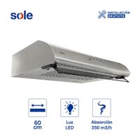 Campana Extractora Convencional 60cm Sole Atenea 1 Motor Acero Inoxidable