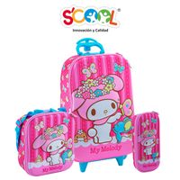 Pack Mochila Con Ruedas Carry On Scool Full 3D My Melody