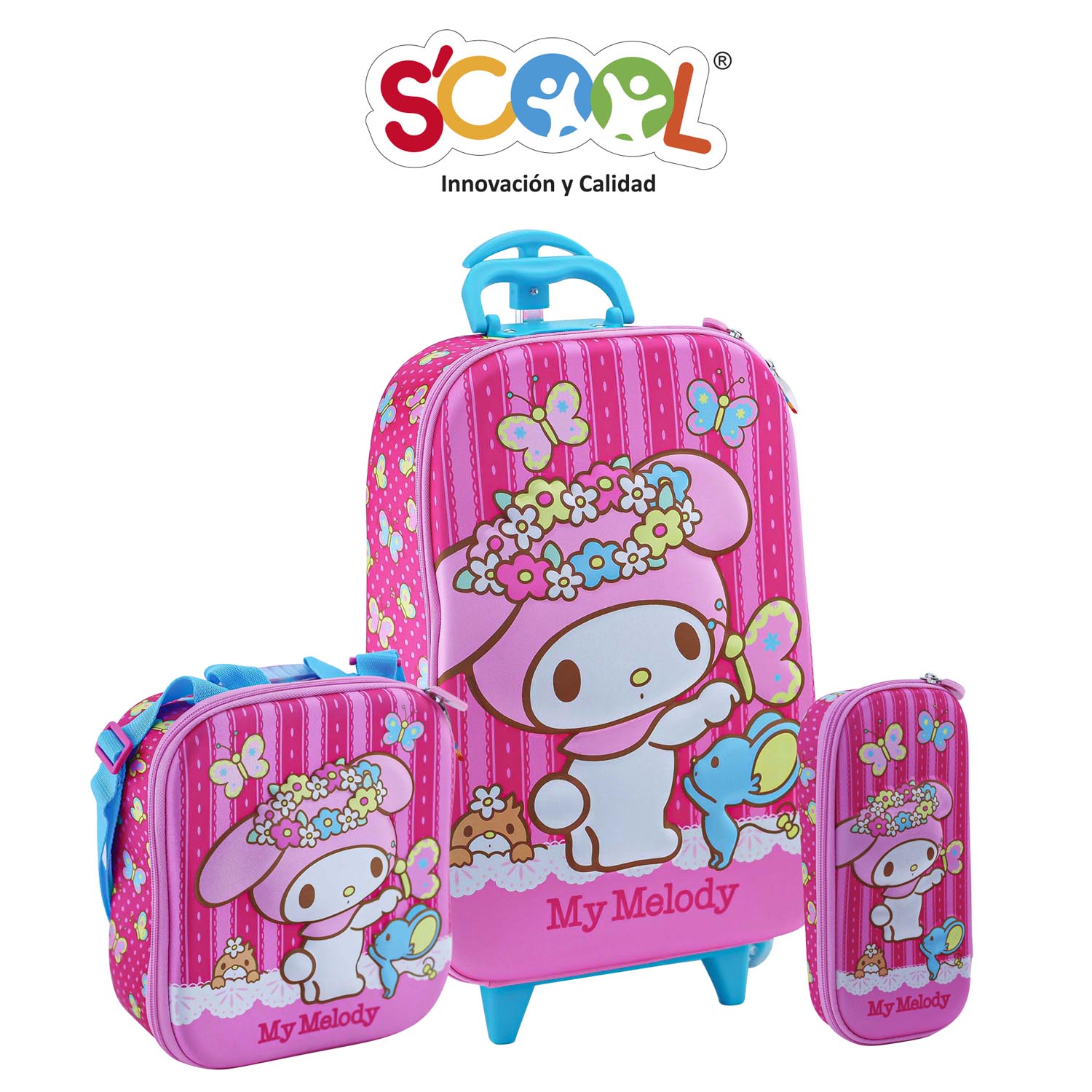 Pack Mochila Con Ruedas Carry On Scool Full 3D My Melody